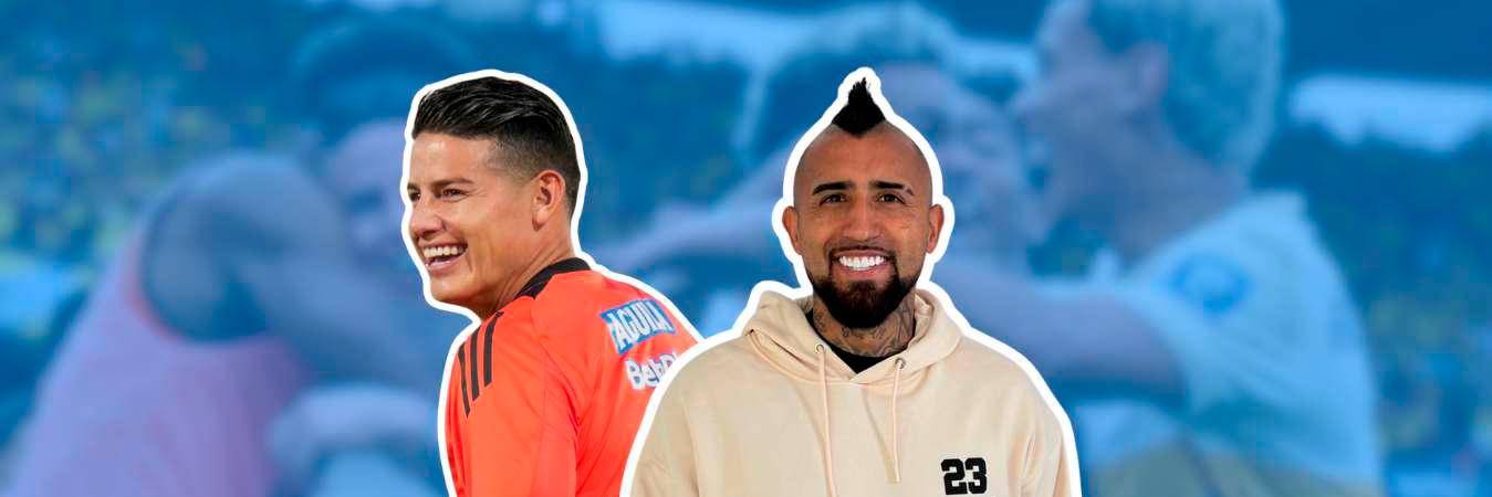 El chileno (derecha) aplaudió la evolución en la forma de juego de James (izquierda). / FOTOS: @JAMESRODRIGUEZ10 Y @KINGARTURO23OFICIAL