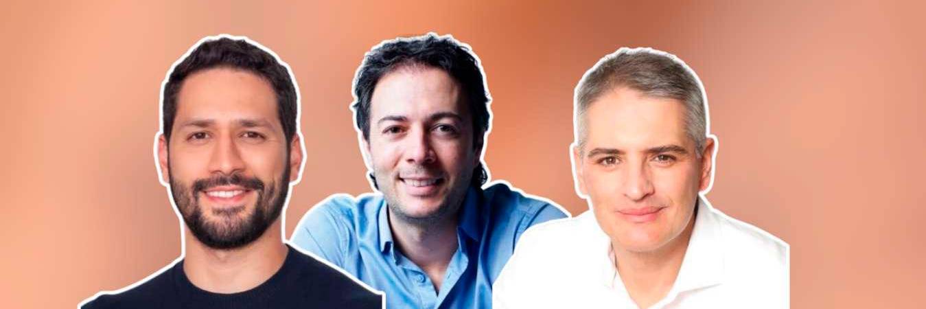 Juan Diego Zuluaga (izq), Daniel Quintero (centro), Andrés Rendón (der). Los políticos se enfrentan por la propuesta de seguridad de Rendón / FOTOS: TOMADAS DE REDES SOCIALES