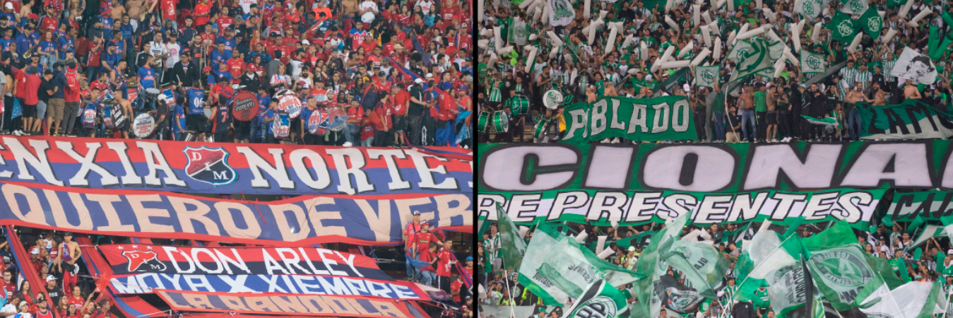 Hinchada de Independiente Medellín y Atlético Nacional. /FOTO: ESNEYDER GUTIÉRREZ