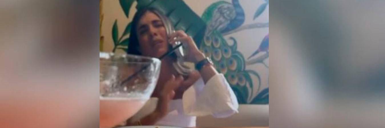 Así fue la reacción de Tata Becerra con la broma de su esposo. /FOTO: CAPTURA DE VIDEO