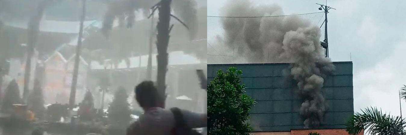 En redes sociales reportaron el incendio en el Centro Comercial El Tesoro. /FOTOS: CORTESÍA DENUNCIAS ANTIOQUIA 