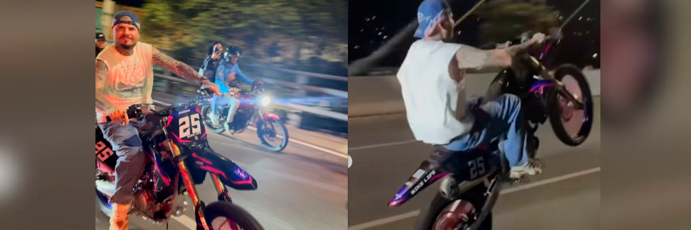 El artista se paseó con otro grupo de motociclistas por varias calles de Medellín. /FOTOS: CAPTURAS DE VIDEO 