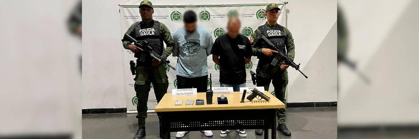 Los dos hombres fueron capturados en flagrancia y tendrán que responder por el delito de extorsión. /FOTO: CORTESÍA