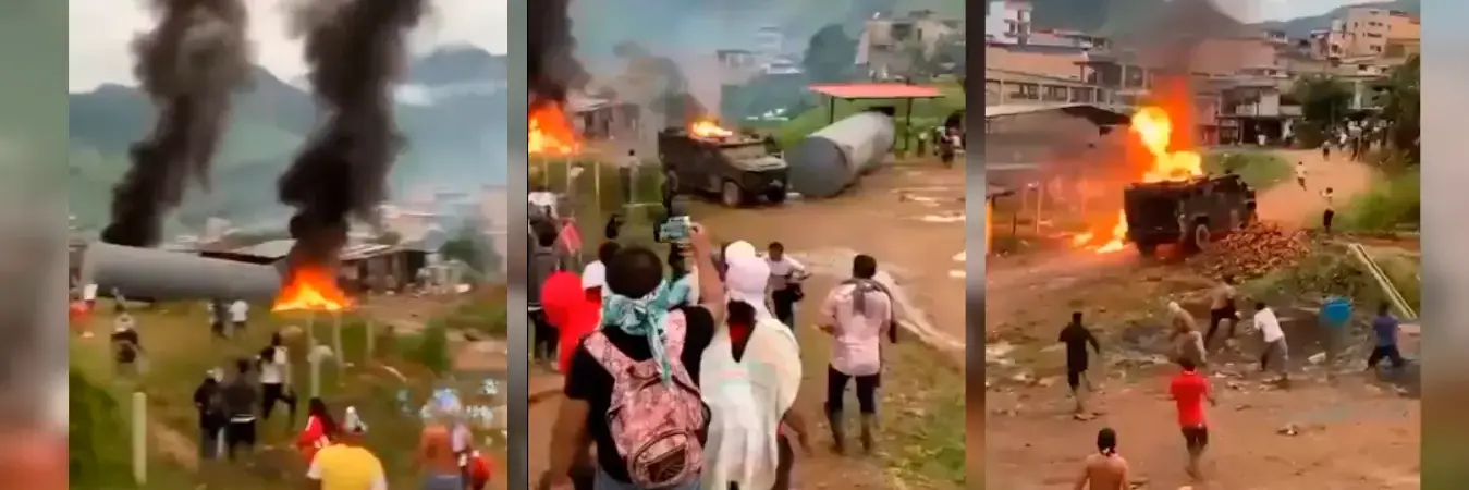 En las últimas horas quemaron una tanqueta en El Plateado. /FOTOS: TOMADAS DE VIDEO 
