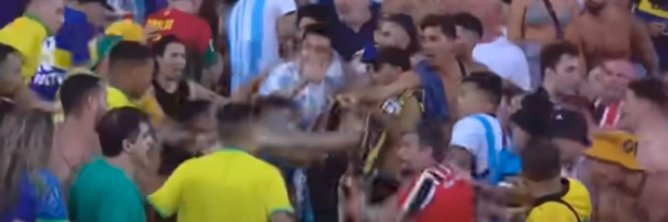 Enfrentamientos entre hinchas de Brasil y Argentina en el Maracaná. /FOTO: TOMADA DE VIDEO 