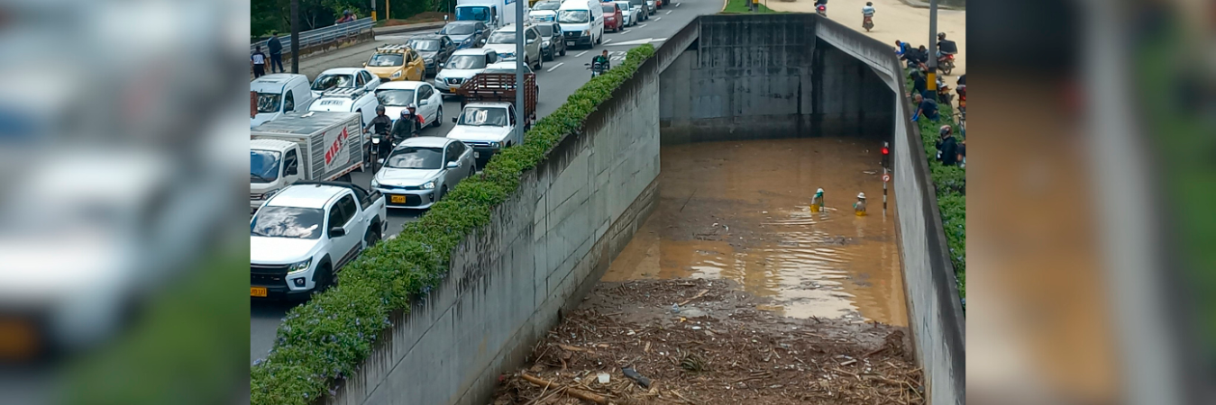 Así quedó el soterrado de Industriales después del aguacero. /FOTO: TOMADA DE X @luisyepesb.