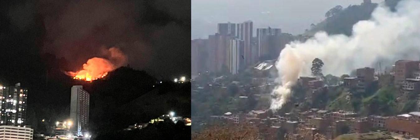 Así reportaron los incendios de cobertura vegetal en Sabaneta y Belén. /FOTOS: TOMADAS DE DENUNCIAS ANTIOQUIA 