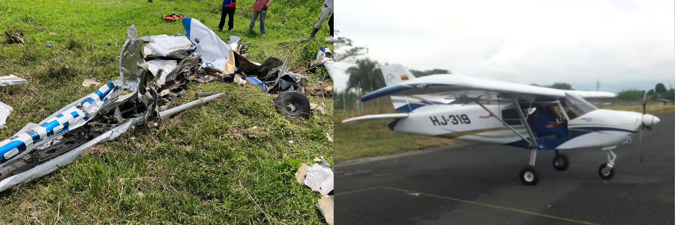 Avioneta siniestrada en Nechí, Bajo Cauca antioqueño. /FOTOS: REDES SOCIALES