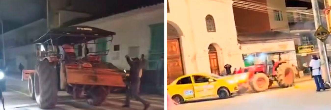 Arrastró un taxi a su paso. /FOTO: CAPTURA DE VIDEO