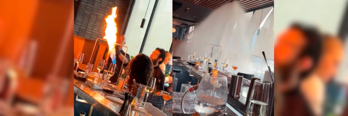 Las personas debieron salir del lugar mientras apagaban el aspersor. /FOTO: CAPTURA DE PANTALLA