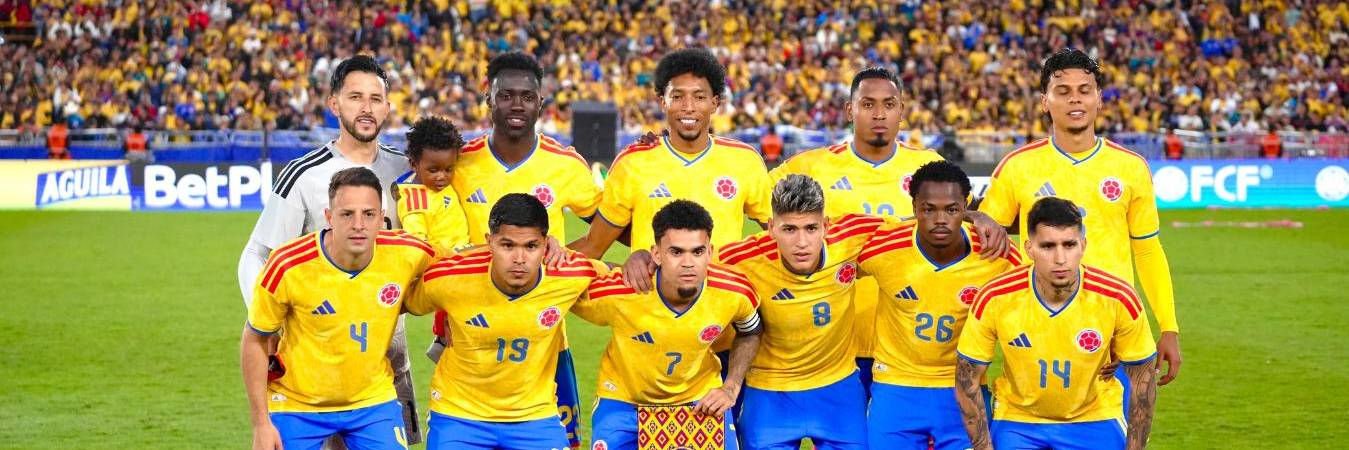 Arriba de izquierda a derecha: Camilo Vargas, Dávinson Sánchez, Johan Mojica, Willer Ditta, Richard Ríos. Abajo de izquierda a derecha: Santiago Arias, Juan Camilo Hernández, Luis Díaz, Jorge Carrascal, Carlos Andrés Gómez y Gustavo Puerta. FOTO: FCF
