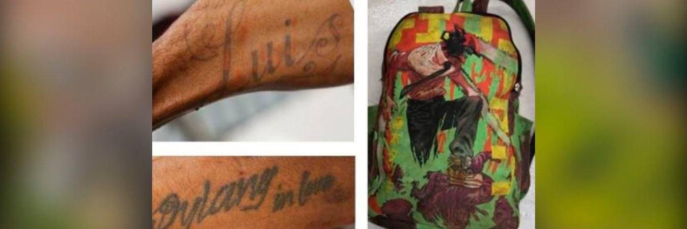 Estos son los tatuajes y el morral que podrían ayudar a su reconocimiento. /FOTOS: CORTESÍA MEDICINA LEGAL. 