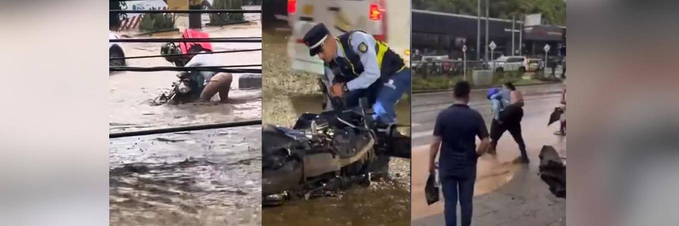 Algunas de las imágenes que dejaron las inundaciones en Medellín. FOTOS: REDES SOCIALES