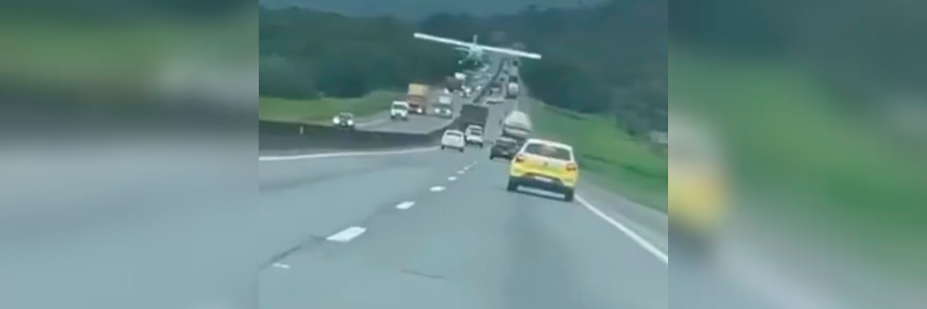 Aterrizaje de emergencia de una avioneta en Brasil. /FOTO: TOMADA DEL VIDEO