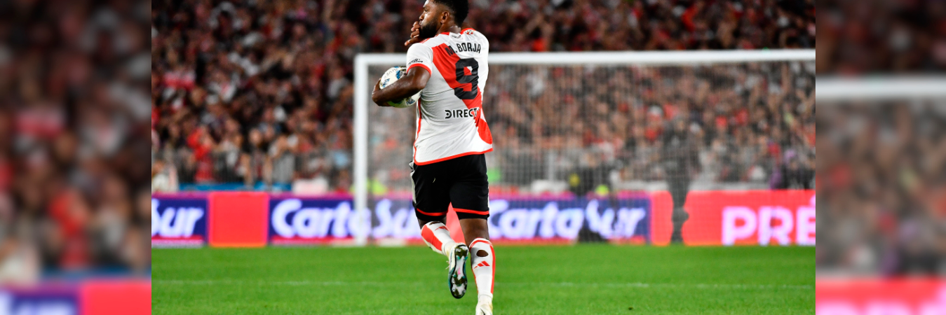 Miguel Ángel Borja no marcaba desde hace 29 días en el torneo argentino. /FOTO: X @RiverPlate