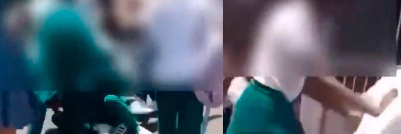 Pelea entre estudiantes de una Institución Educativa de la comuna 2 (Santa Cruz). /FOTOS: CAPTURAS DE VIDEO TOMADO DE DENUNCIAS ANTIOQUIA 