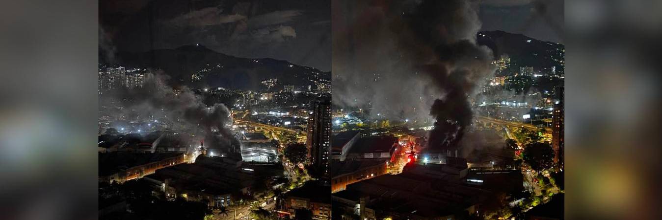 Las imágenes corresponden al incendio registrado en el sector de las bodegas en Sabaneta. FOTO: PRENSA PAISA