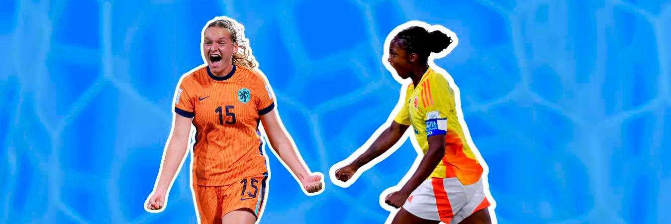 Jet van Beijeren (izquierda) y Linda Caicedo (derecha), dos de las goleadoras de Países Bajos y Colombia. / FOTOS: FIFA