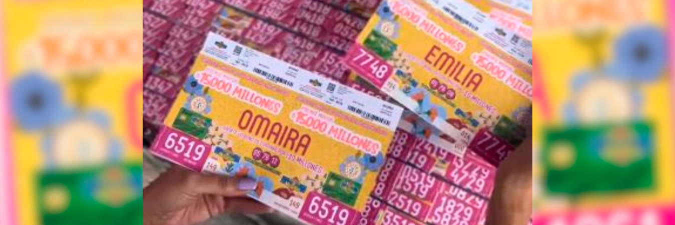 Para esta semana los billetes de loterías venían personalizados con nombres de mujer. /FOTO: CAPTURA DE VIDEO