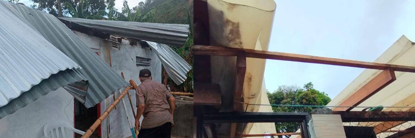 Así quedaron algunas de las viviendas afectadas por el vendaval en Amagá. /FOTO: TOMADA DE FACEBOOK Amagá Somos Todos