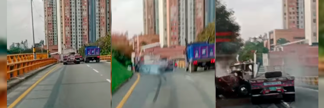 Conductor capturó el momento exacto del accidente entre los dos camiones. /FOTOS: TOMADAS DE VIDEO 