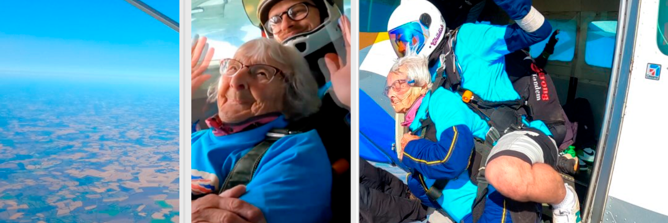 Ahora es la paracaidista de más edad del Reino Unido. / FOTO: CAPTURA DE PANTALLA