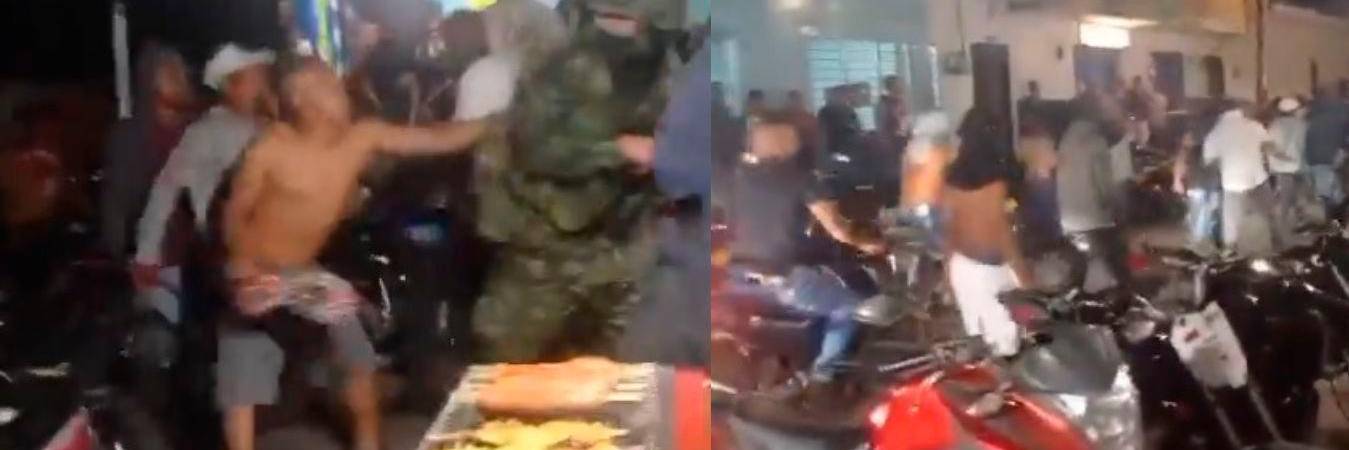 La asonada contra el Ejército en Caloto, Cauca, se registró en la noche del domingo. /FOTOS: CAPTURAS DE VIDEO DE X (ANTES TWITTER) @Danielbricen
