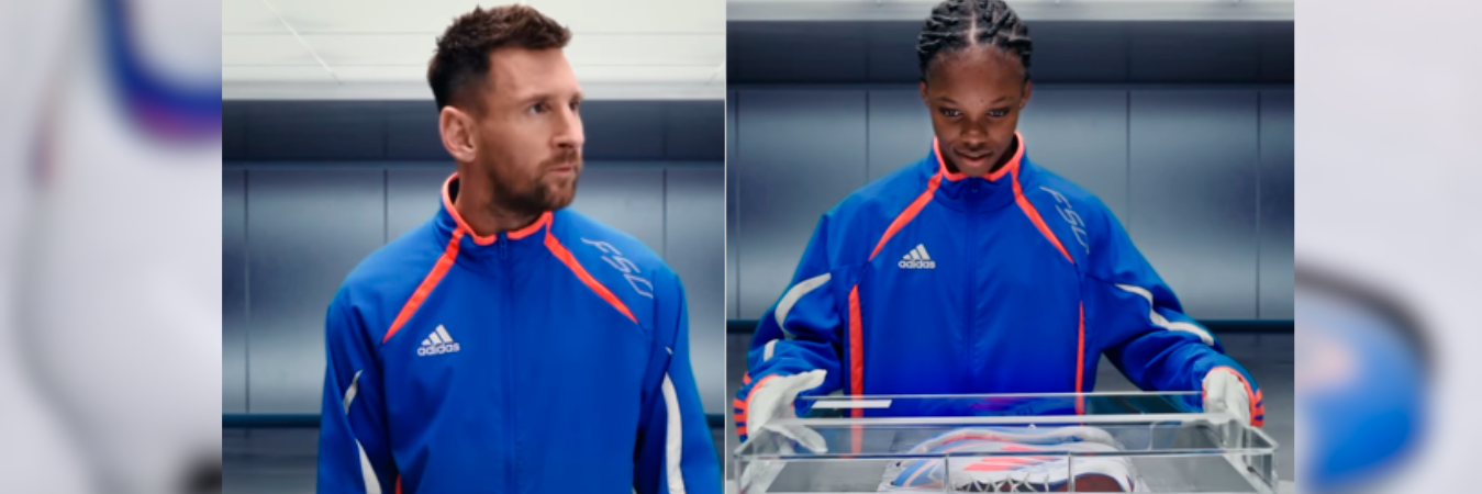 Linda Caicedo (der) junto a Lionel Messi en comercial de Adidas. /FOTO: TOMADA DE VIDEO 