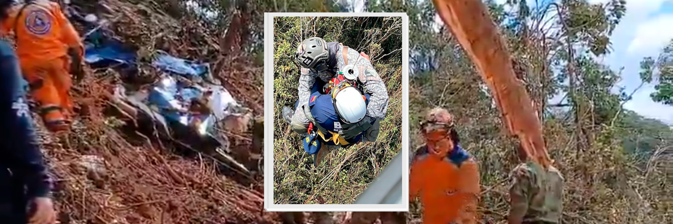 Las labores se dificultaron por las condiciones meteorológicas y la zona boscosa. /FOTOS: CAPTURA DE VIDEO Y X @Julian_VasquezP