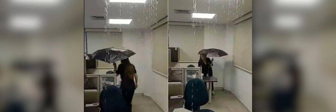 Así ingresó el agua hasta las oficinas del Hospital General de Medellín. / FOTOS: CAPTURAS DE PANTALLA. 