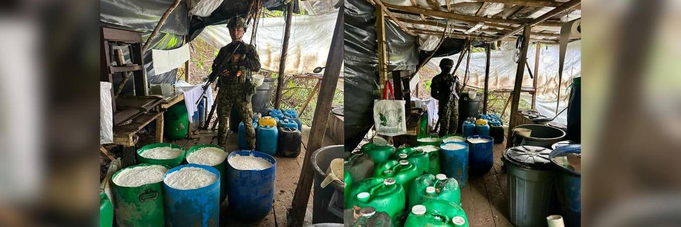 Desmantelan laboratorio de cocaína en El Peñol. FOTO: EJÉRCITO NACIONAL 