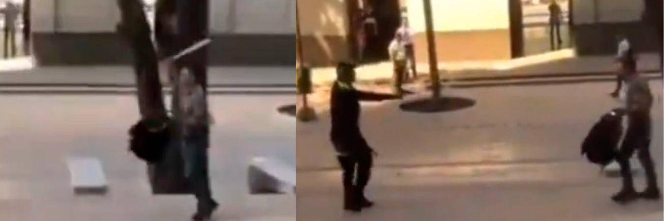 Así fue el enfrentamiento en el sector de La Alpujarra. /FOTOS: CAPTURAS DE VIDEO TOMADO DE DENUNCIAS ANTIOQUIA 