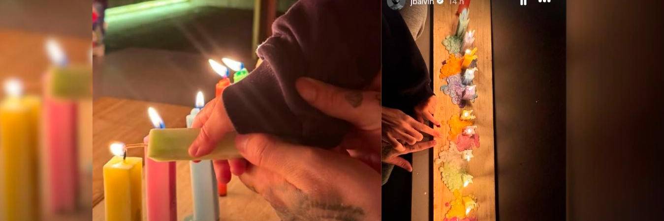 J Balvin y su familia encendiendo las velitas. /FOTOS: TOMADAS DE INSTAGRAM @
