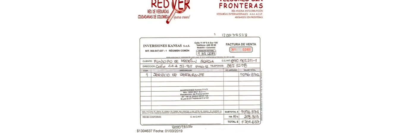 Las facturas muestran compras hechas desde 2016 de diferentes productos, como arreglos florales y almuerzos. / FOTO: @REDVEEDURIASCOL