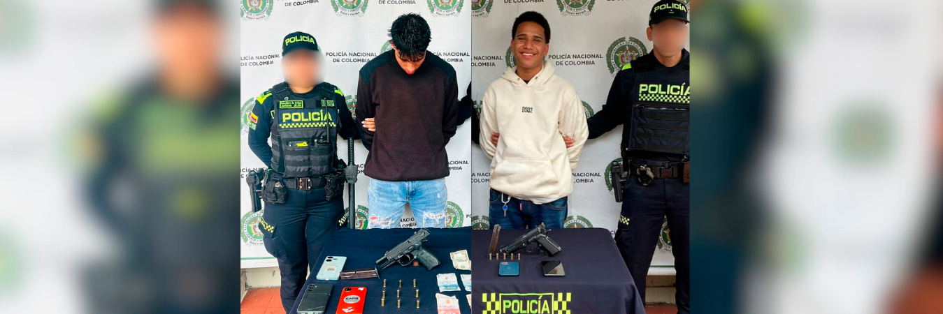 Les incautaron armas y los elementos hurtados. /FOTOS: ALCALDÍA DE MEDELLÍN. 