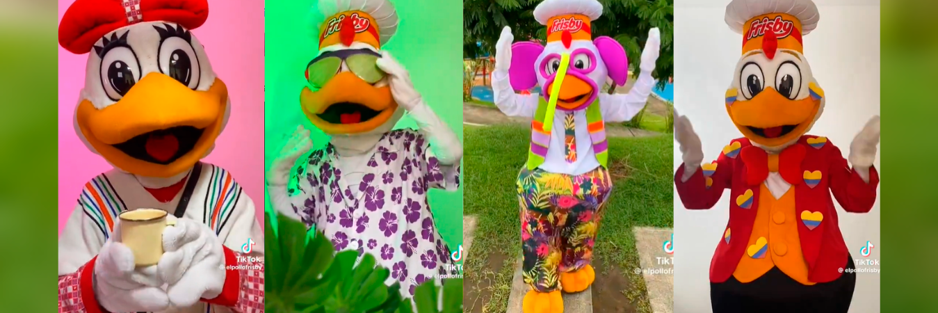 El pollo Frisby se volvió viral en redes al participar en la tendencia. / FOTO: CAPTURA DE PANTALLA