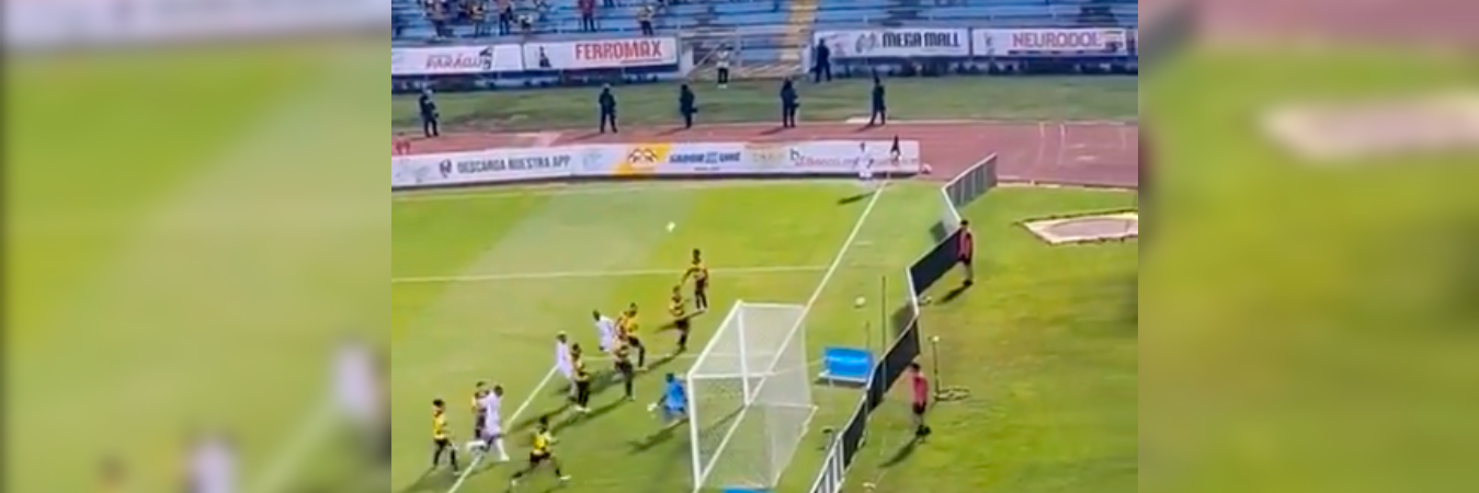 Momento del gol olímpico del jugador Edwin Rodríguez. / FOTO: TOMADA DE VIDEO 