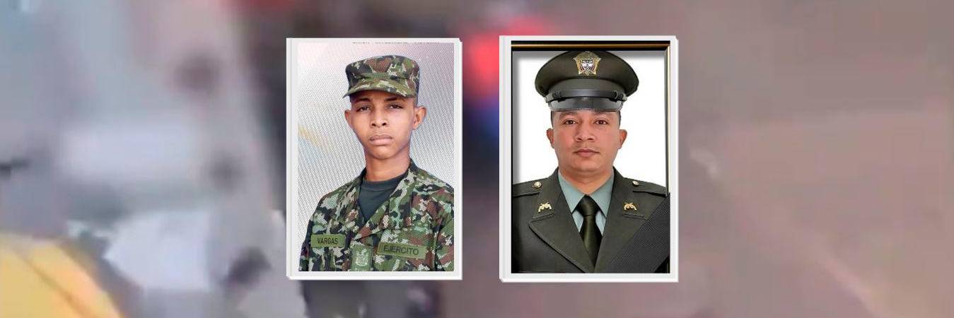 Ellos son el soldado Luis Carlos Vargas Gutiérrez y el policía Lenin Rafael Suárez Osorio, asesinados en el Bajo Cauca. /FOTOS: CORTESÍA 