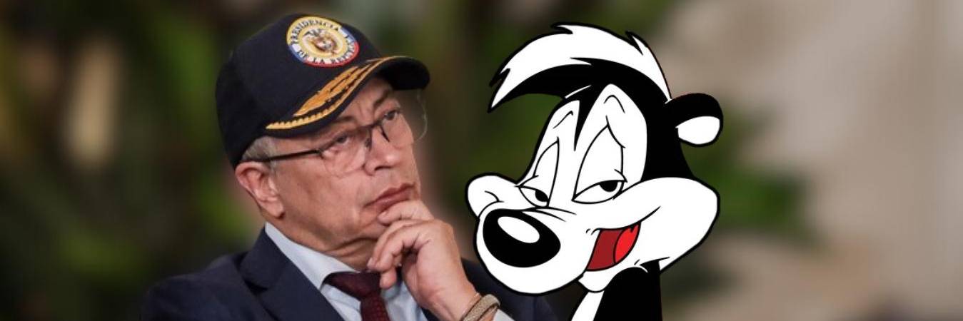 En su mensaje, el presidente habló de seducción, poesía y hasta de cómo “se perpetúa la humanidad”, al mejor estilo de Pepé le pew (izq). FOTO: COLPRENSA