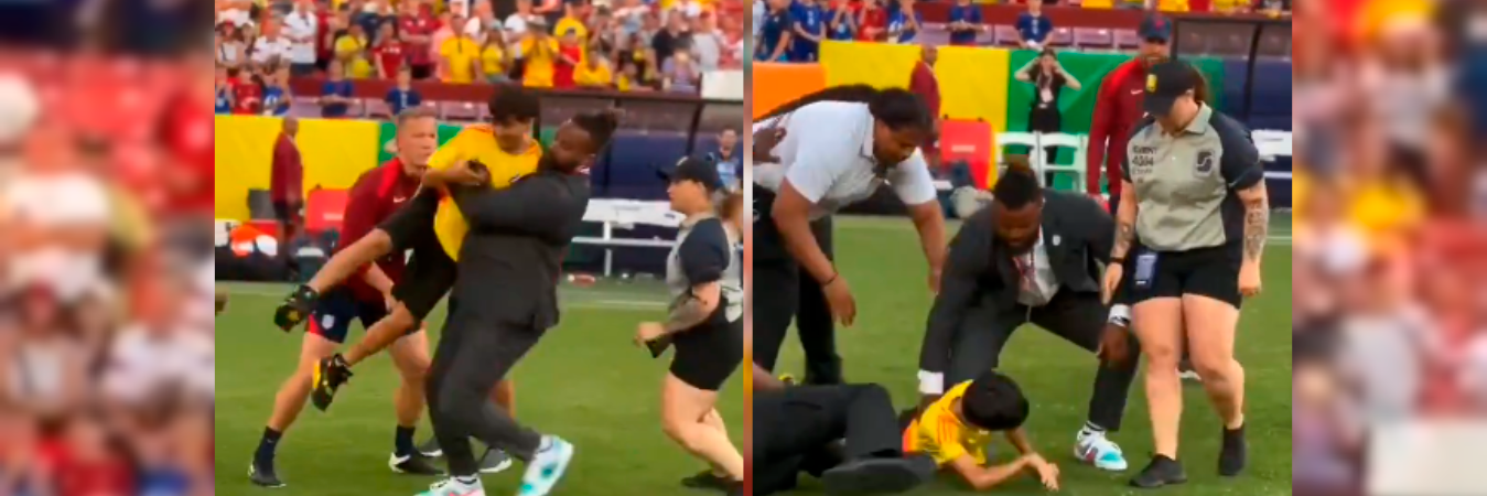 Momento en el que agreden los de seguridad al menor. /FOTO: TOMADA DE VIDEO 