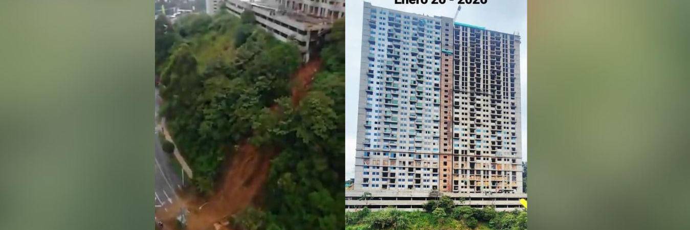 Deslizamiento edificio Trrazo, en Sabaneta. FOTO: REDES SOCIALES