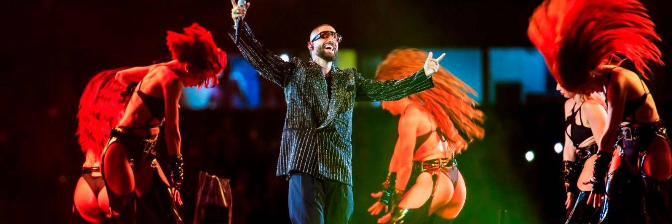 Sobre las 9:50 p.m. Maluma salió al escenario y recibió la ovación masiva de 40.000 espectadores. /FOTOS: CAMILO SUÁREZ 