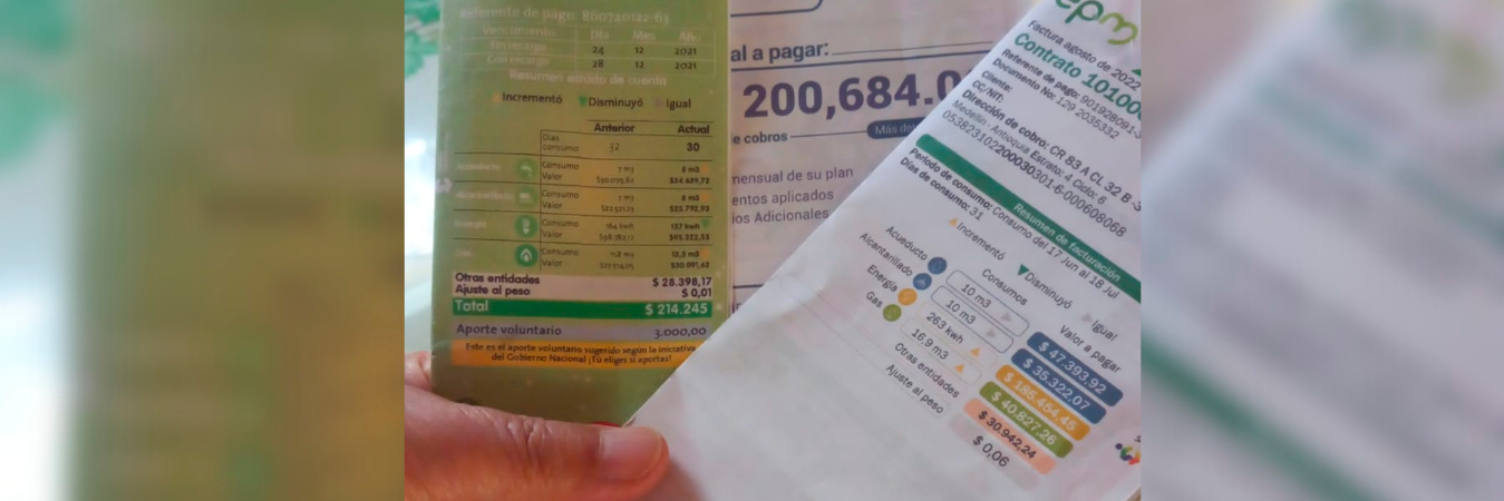 Cuenta de servicios públicos EPM. /FOTO: MAURICIO PALACIO