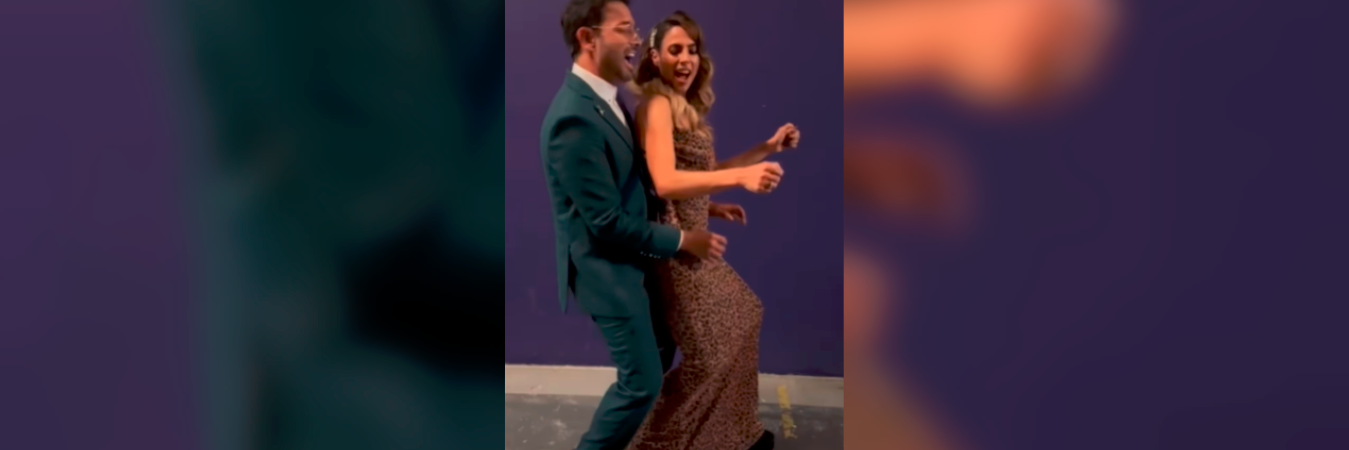 El actor y la presentadora bailaron la canción viral del programa. /FOTO: CAPTURA DE PANTALLA