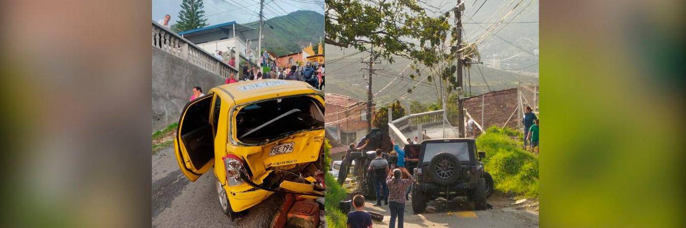 Imágenes del momento del accidente en la vereda El Cabuyal de Copacabana. /FOTOS: CORTESÍA DENUNCIAS ANTIOQUIA. 