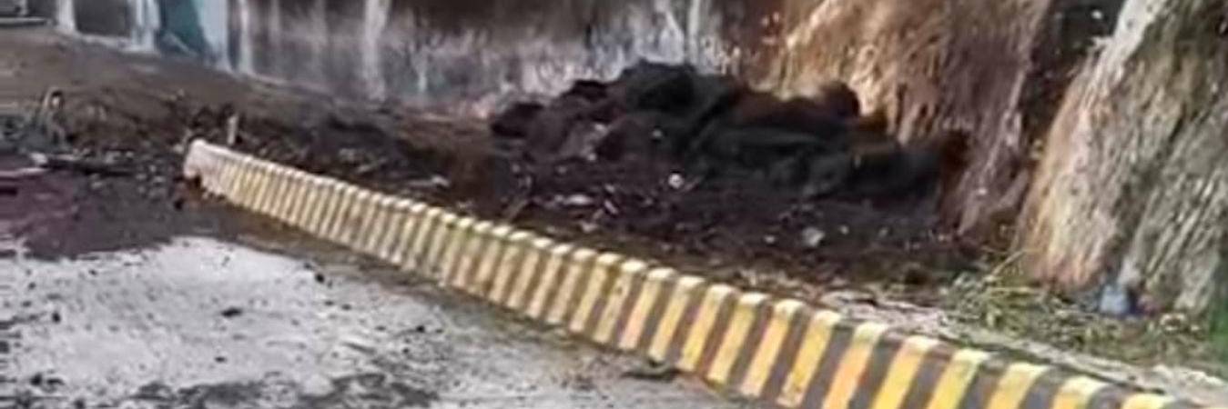 El material rocoso cayó sobre la vía de acceso al parqueadero de este atractivo turístico. /FOTO: TOMADA DE TWITTER @anibalgaviria