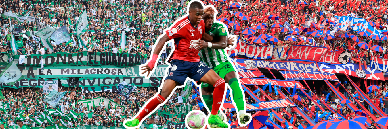 Hinchas de Atlético Nacional e Independiente Medellín en el estadio Atanasio Girardot. /FOTOS: JAIME PÉREZ