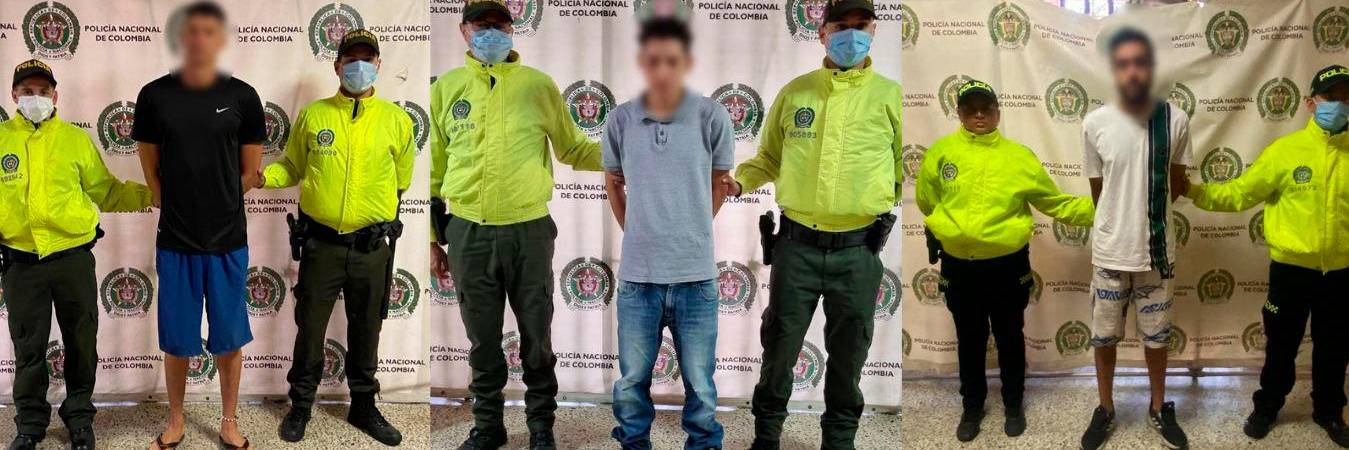 Tres de los cuatro capturados. /FOTOS: POLICÍA CORTESÍA 