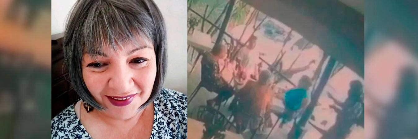 La periodista María Victoria Correa y el momento del doble homicidio en panadería de Envigado. /FOTOS: REDES SOCIALES Y CAPTURA DE VIDEO CORTESÍA 