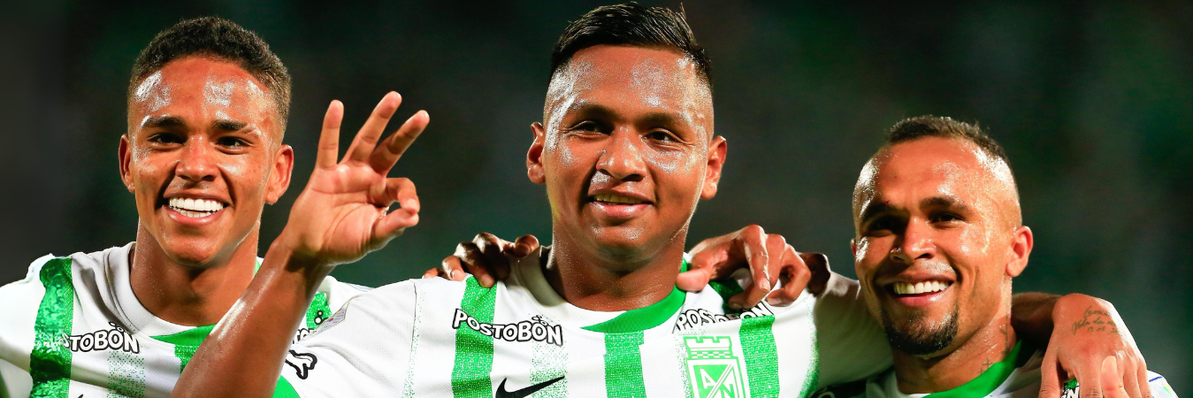 Juan Manuel Zapata (izq.), Alfredo Morelos (centro) y Andrés Sarmiento (der.) anotaron por el Verde. / FOTO: CAMILO SUÁREZ.